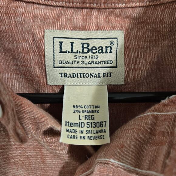 LL Bean Traditional Fit Rust Brick Red Long Sleeve Button Down Shirt Men’s Large - Picture 4 of 7